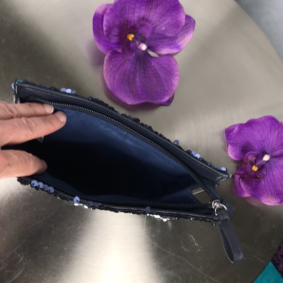 Ipsy | Expanding Blue/Silver Sequin Clutch Mini Bag  | Small - Picture 4 of 7